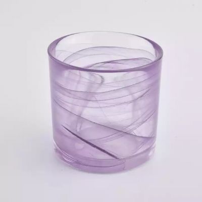 Luxury cylinder color material glass candle holder for wholesale