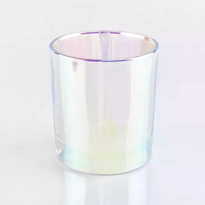Popular 300ml Iridescent Hologram Glass Candle Jar With Lid Wholesales