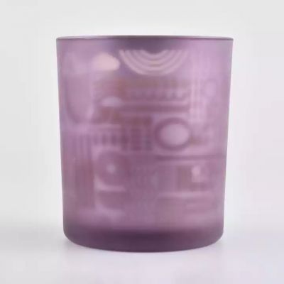 frosted glass candle jar with custom pattern, decorative candle holders
