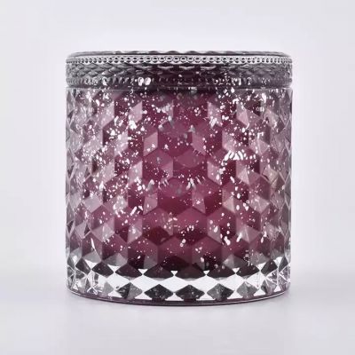 14oz glass red cylinder candle holder with lids for home deco