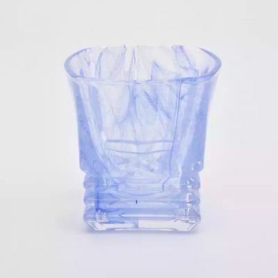 luxury 130ml blue cloud glass candle jar for supplier