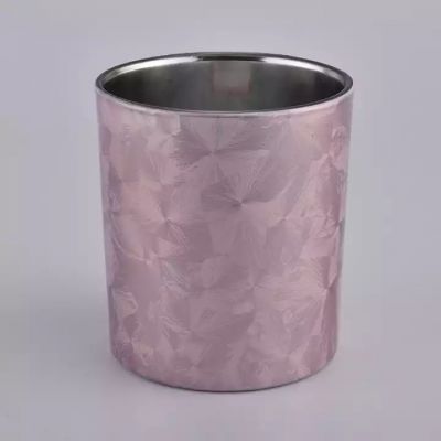 300ml pink outside cylinder glass candle jar for home decor in bulk