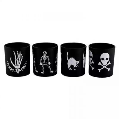 Luxury empty 7 oz 8 oz 9 oz black halloween Glass Candle Jars wholesales