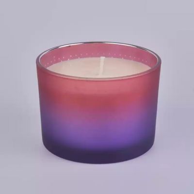 colorful candle holder with wooden lid, 14 oz wide mouth glass vessels for candles
