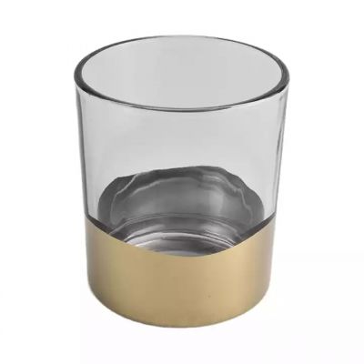 transparent glass vessel with yellow bottom, glass container for candle making
