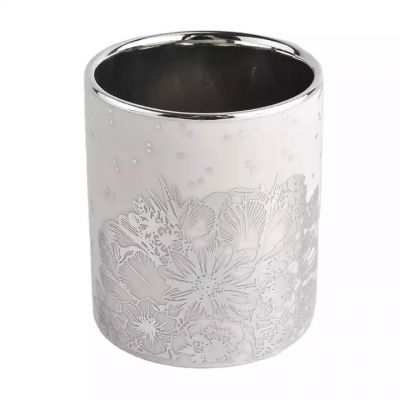 Plating newly design cylinder ceramic candle jars for candles bulk glassware suppliers
