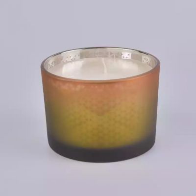 glass candle holder with wooden lid, 14 oz unique glass vessels for candles