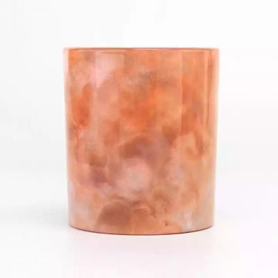 Modern 10oz glass candle jar glossy solid color glass vessel manufacturer