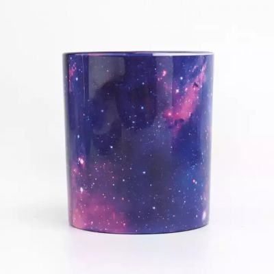 Newly design luxury sky effect on the 8oz 10oz glass candle holder for supplier