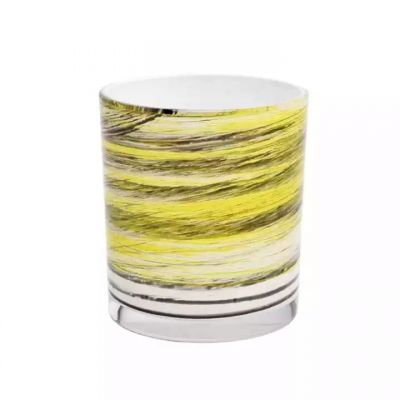 hand paint stripes glass candle jar