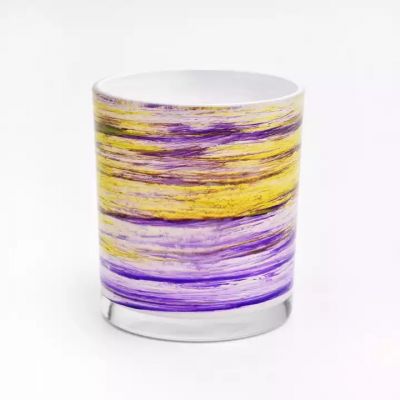 unique colorful glass candle jar with clear bottom , 8 oz glass vessels