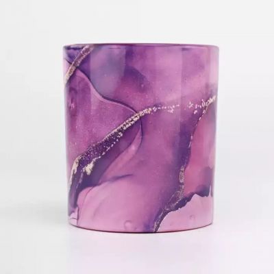 Hot sale luxury purplre cloud effect on the 8oz glass candle holder for supplier