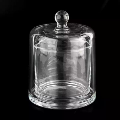 Glass Candle Jar with Glass Cover Wholesale Glass Candle Holder with Glass Dome