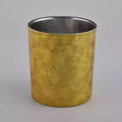 10oz Cylinder 300ml gold outside cylinder glass candle jar for supplier