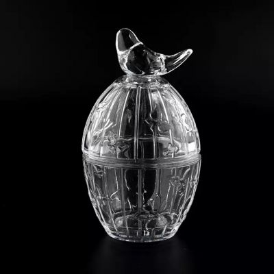 7oz ball shape glass candle bowl with bird lid