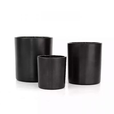 Luxury empty 120ml 350ml 540ml 18oz black glass candle jar container for candle making