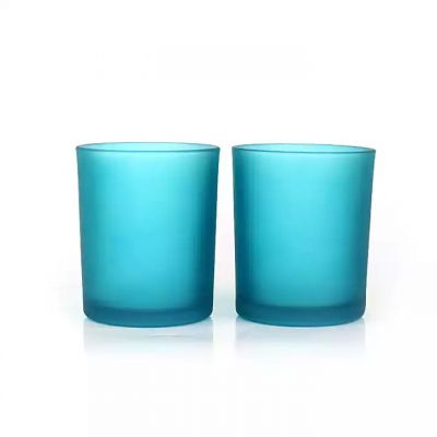 7oz 200ml glass cup empty frosted blue glass candle holder for candles Candle Containers