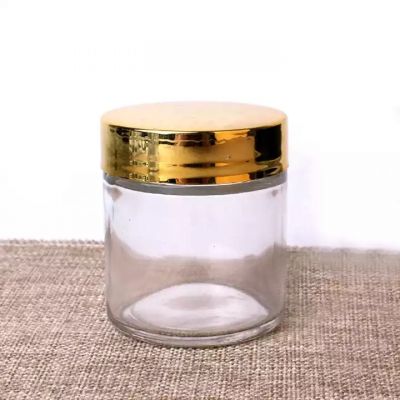Round 3oz 90ml empty clear glass candle jar container with golden lid for candle making