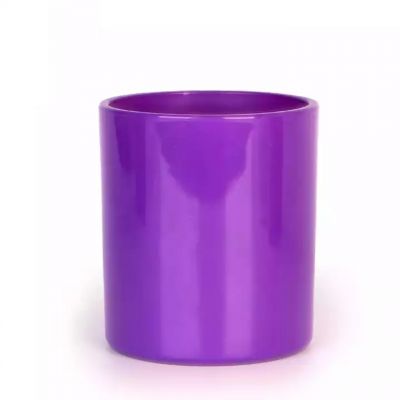 540ml cylinder purple color empty glass candle containers