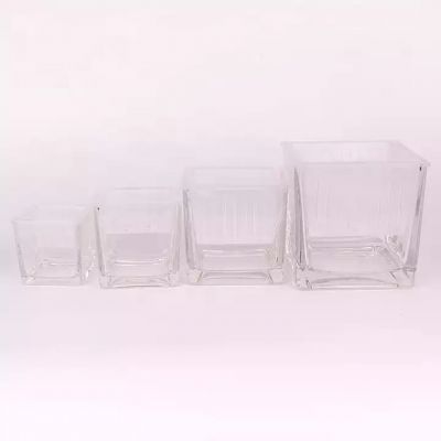 high quality 300ml 600ml 1000ml square cube aroma glass candle jar hold for home decoration