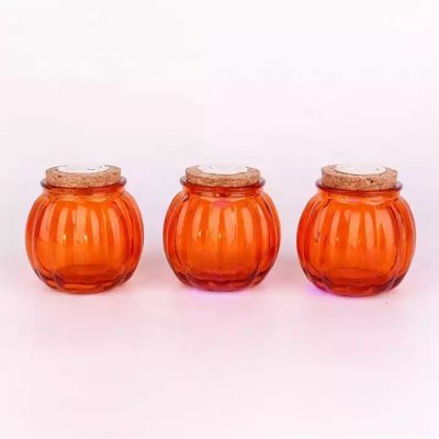 high quality 200ml painted glass pumpkin shaped glass aroma candle jar holder for home decoration