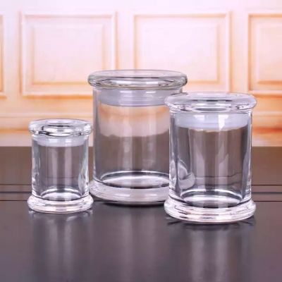 Elite round clear round glass scented candle jars with lipped lid 60ml 200ml 350ml