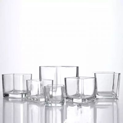 120ml 330ml 660ml frosted glass candle holder square candle jar