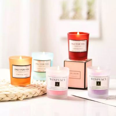 Wide Mouth Spray Color Empty Candle Container Glass Jar for Home Decoration