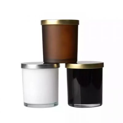 7oz 10oz black white frosted amber glass candle jars luxury high quality candle vessels for candles with lid