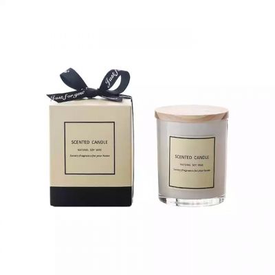 Wholesale Luxury Candle Jars Custom Matte Glass Candle Jars With Box Empty Glass Vessel With Wooden Lid