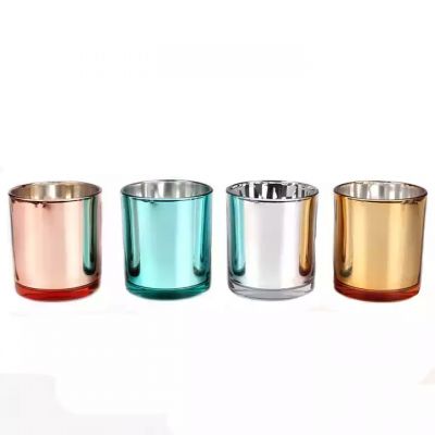 Luxury 10oz 320ml Electorplated silver rose gold glass candle jar with lid for candle making