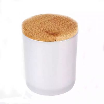 2021 popular luxury electroplate glass candle jars with bamboo lid silver inside