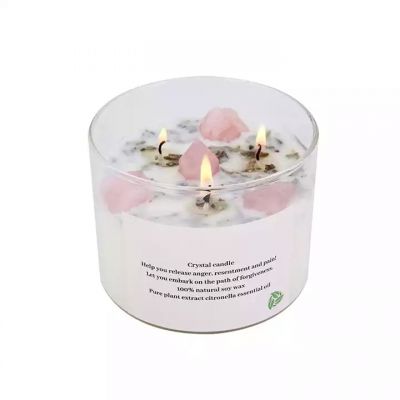 Wholesale Luxury high quality Custom Crystal Scented Candles private label soy wax candles with bamboo lid