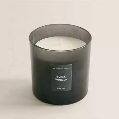 3 Wick 16Oz 18 Oz 500Ml Large Empty Colored Glass Candle Jars Holder Container Glossy Black Candle Glass Jar With Box