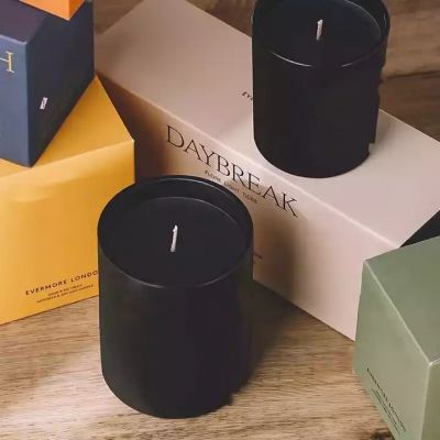 Wholesale 8Oz 10Oz 12Oz Holder Black Color Frosted Empty Glass Home Decoration Customized Packaging Candle Jars With Box