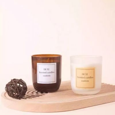 Best Selling 4Oz 8Oz 10Oz 12Oz 16Oz 230Ml 320Ml 500Ml Glossy Amber White Frosted Candle Glass Jar Holders For Candle Making