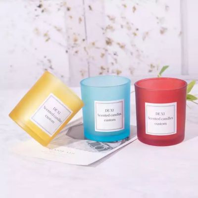China 4Oz 8Oz 10Oz 12Oz 16Oz 230Ml 320Ml 500Ml Multi-Colored Wide Candle Jars Matte Glass Votive Candle Holders With Boxs