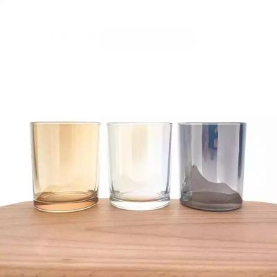 New design color plated candle cup aromatic small candle jar glass with cover