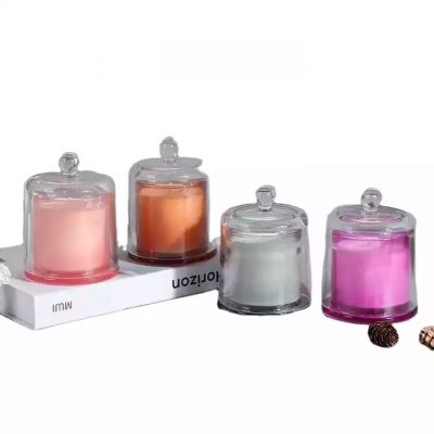 New design transparent candle small glass jar with cover candle container with glass cover