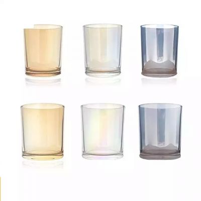 Fancy Colored Electroplated Candle Cup Aromatic Candle Container Glass Candle Jar with Lid