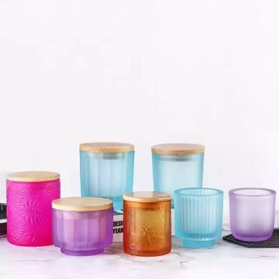 Custom colored thickened frosted candle jar glass with lid small ornaments