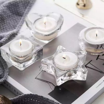 New Design Empty Heart Star Round Shape Glass Square Candle Jars Candle Holder