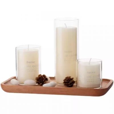 Fashionable home decoration simple cylindrical transparent aromatic candle jar glass with cover