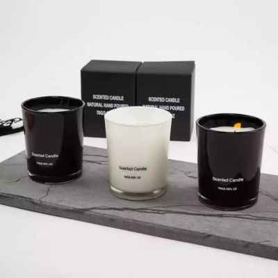 Factory direct selling black and white empty small candle jar glass with lid handicraft ornaments