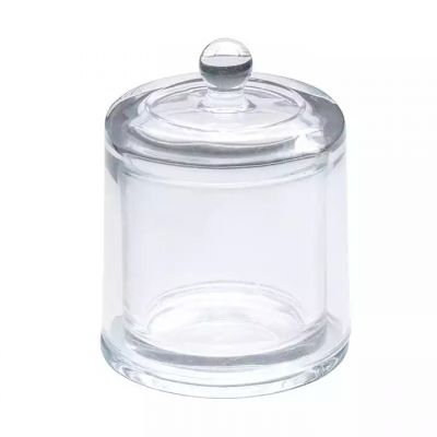 Transparent candle container dome bell candlestick glass can 210ml candle can glass with cover wholesale