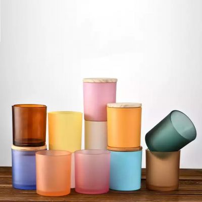 Frosted glass candle jar, high-grade candle cup with wood and bamboo cover can be customized 200ml