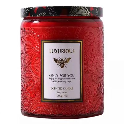 Manufacturer's new embossed glass scented candle smokeless handmade soybean wax scented candle
