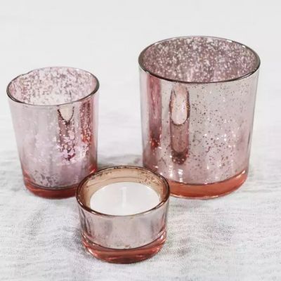 Wholesale Electroplate Pattern Small Candle Jar Candle Jars Glass with Lid for Wedding Decoration