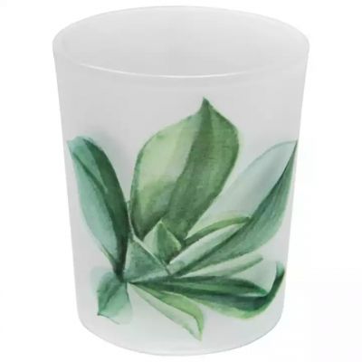 Custom frosted leaves aromatherapy candle container small candle glass jar with lid