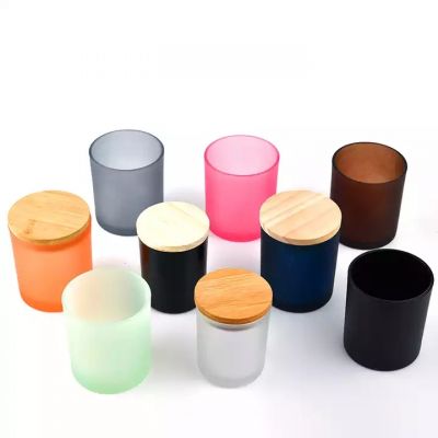 Wholesale Custom 10oz Multi Color Frosted empty latest luxury Glass Candle Jar with Lid